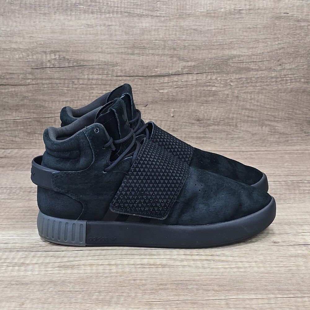 Adidas Tubular Invader Strap Men's Size 7 Women's Sz 8.5 Black Sneakers (BA7330)